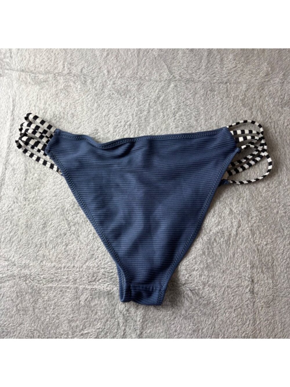 Cupshe Bikini Bottom Large Swimsuit Blue Black White Straps #910 - Picture 2 of 6